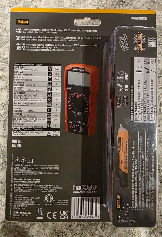 Klein Tools Digital Multimeter and Non-Contact Voltage Tester Set MM320 - 25KIT1