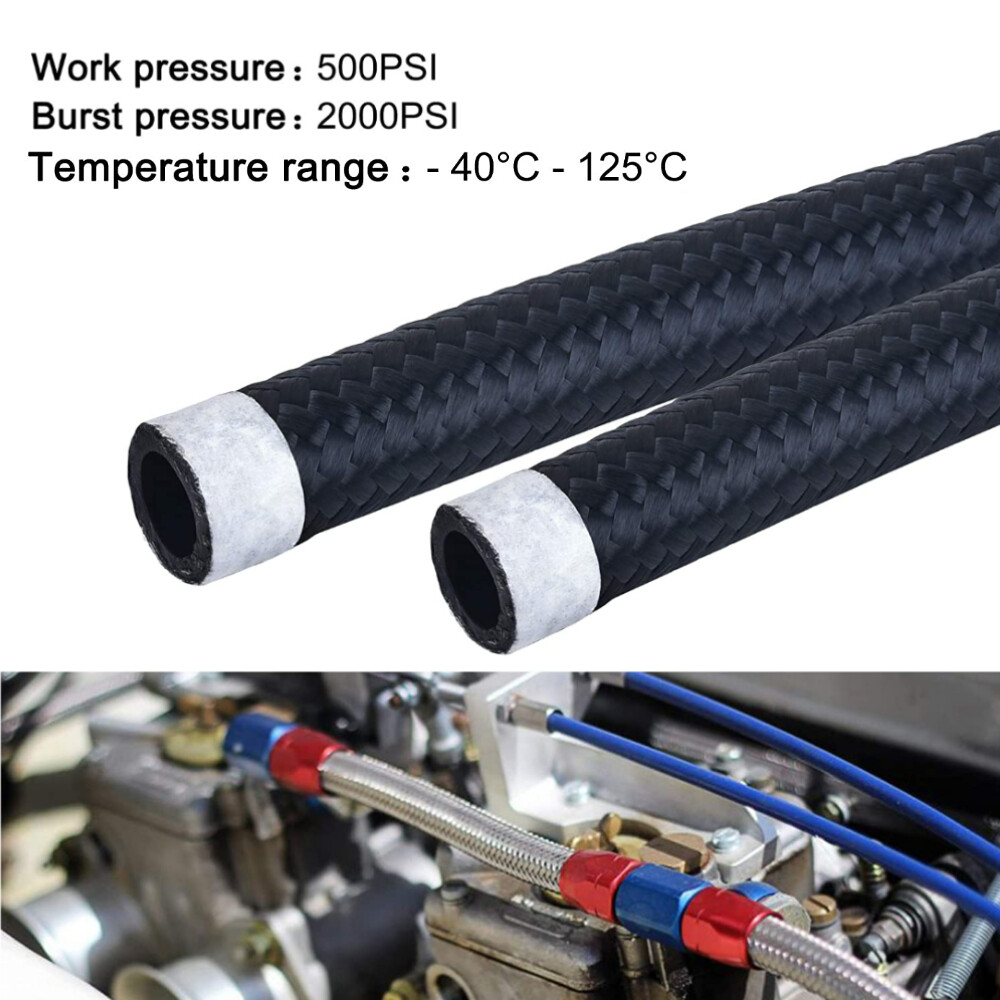 4AN 6AN 8AN 10AN 12AN Nylon & Stainless Steel Braided Fuel Hose Oil Gas Air Line