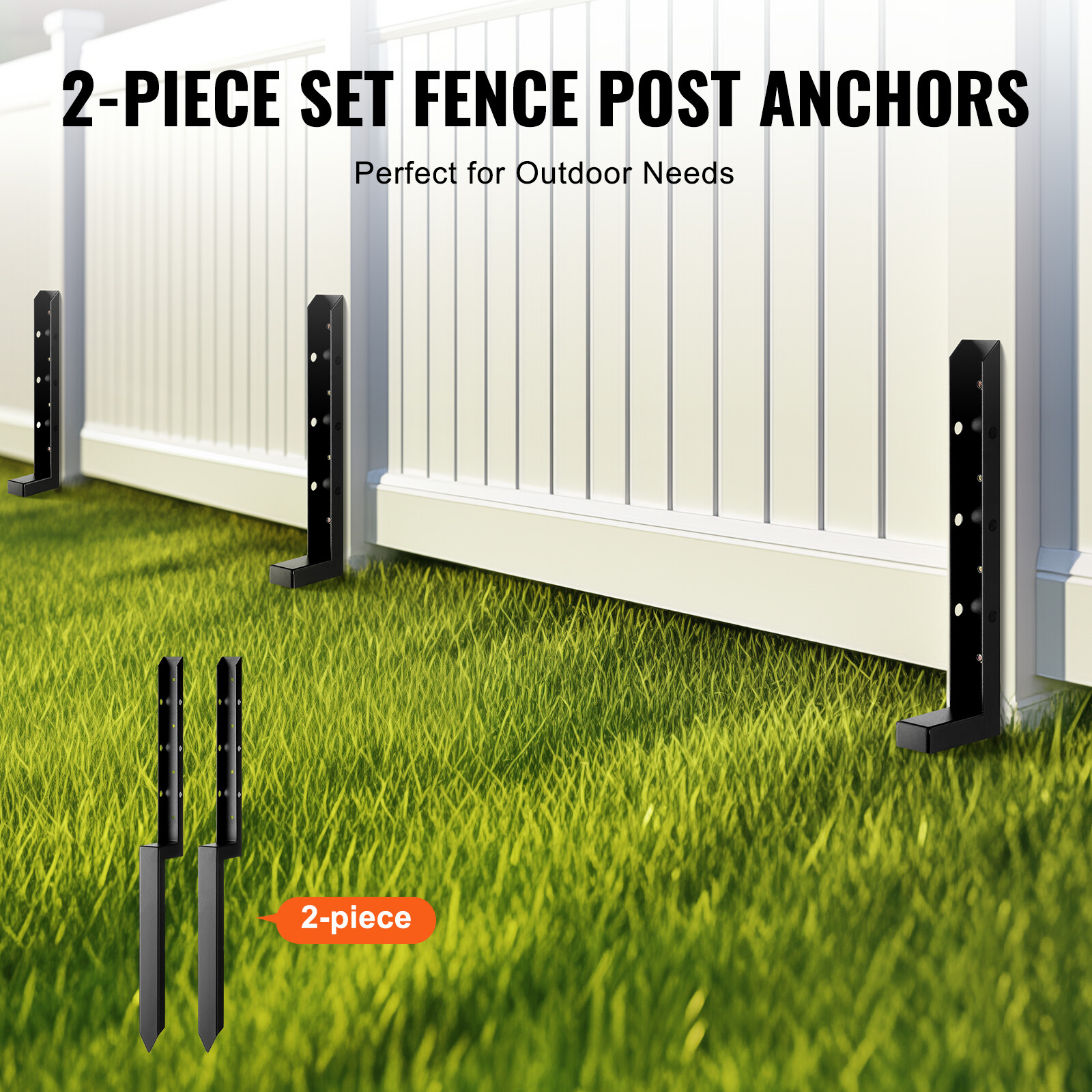 VEVOR Fence Post Anchor Repair Kit 2 Pack Inner 2” x2” Support Stakes Spike