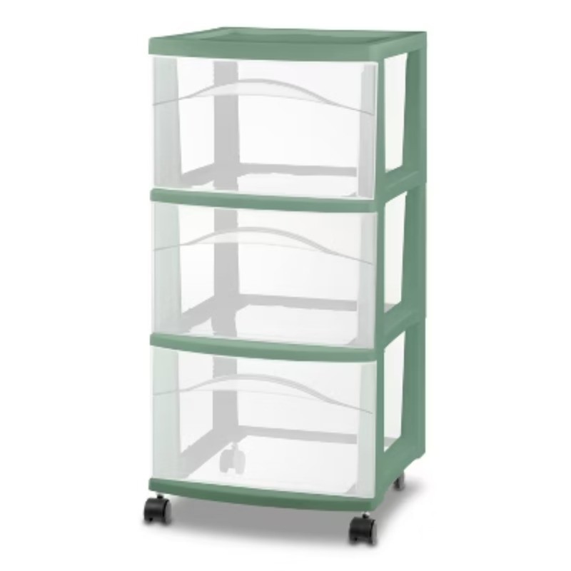3 Drawer Medium Cart Versatile Green Outside Dimensions:14 5/8"x12 5/8" x24 1/2"