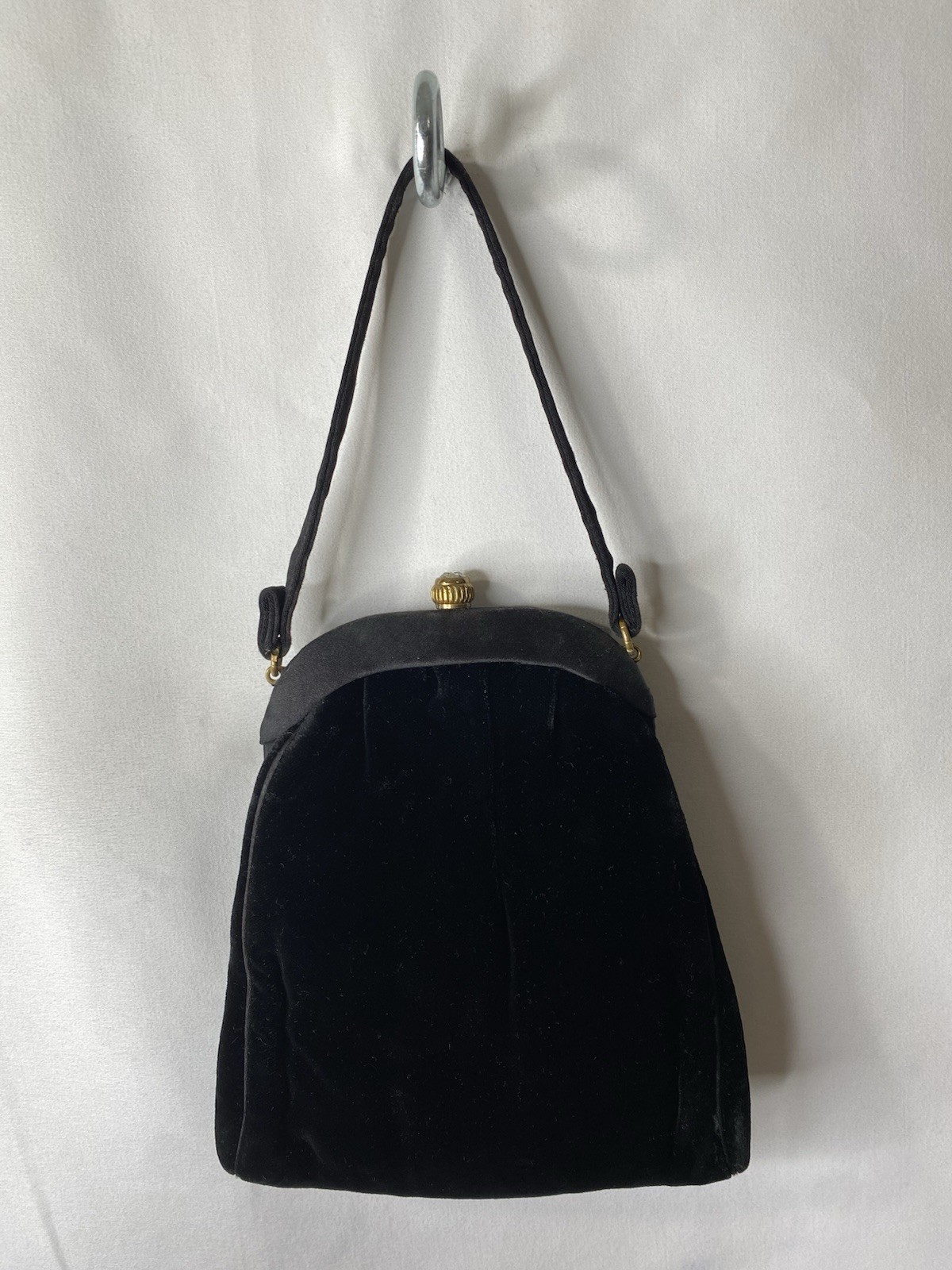 Vintage Morris Moskowitz Black Velvet Evening Bag Gala Sophisticated Event Glam