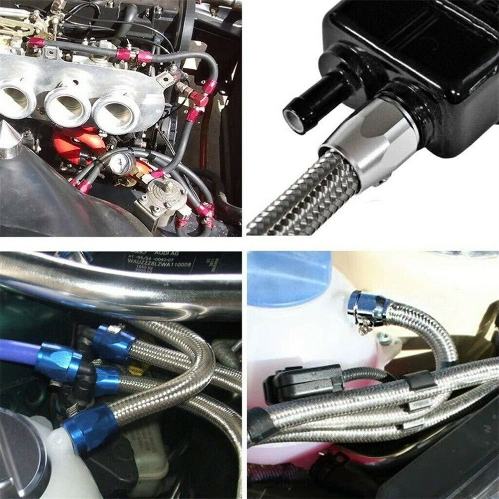 4PCS 4AN AN4 5/16" 13mm ID Fuel Hose Line End Cover Clamp Finisher Fitting Blue