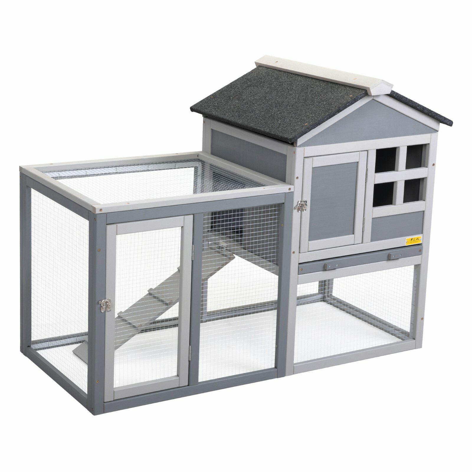 2-Tier Rabbit Hutch Wooden Bunny Cage Pet Cage with Run Resting Box Outdoor