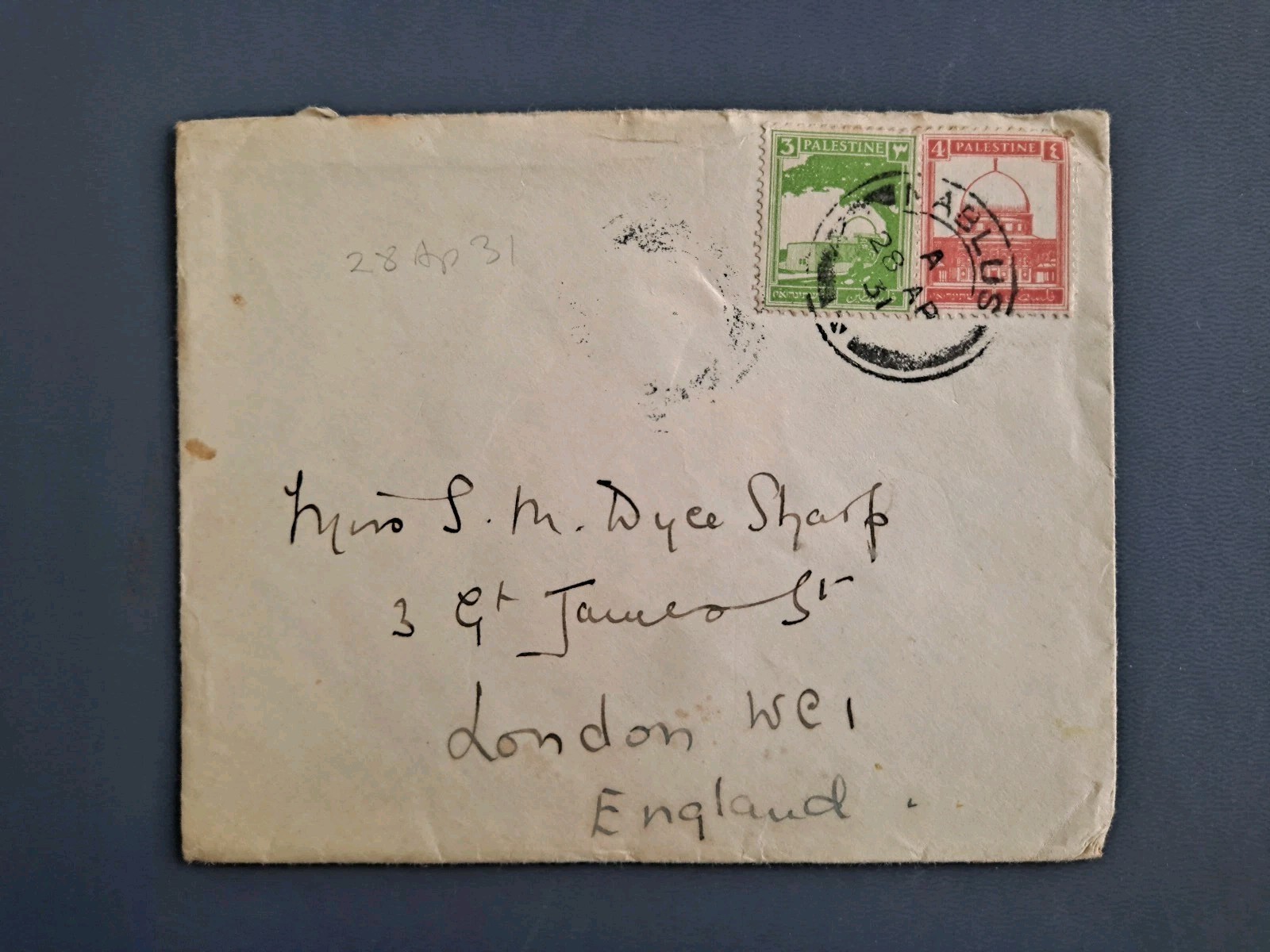 Palestine Lot x4 1929-36 Nablus Nazareth London Reigate Chailey Dyce Sharp C6