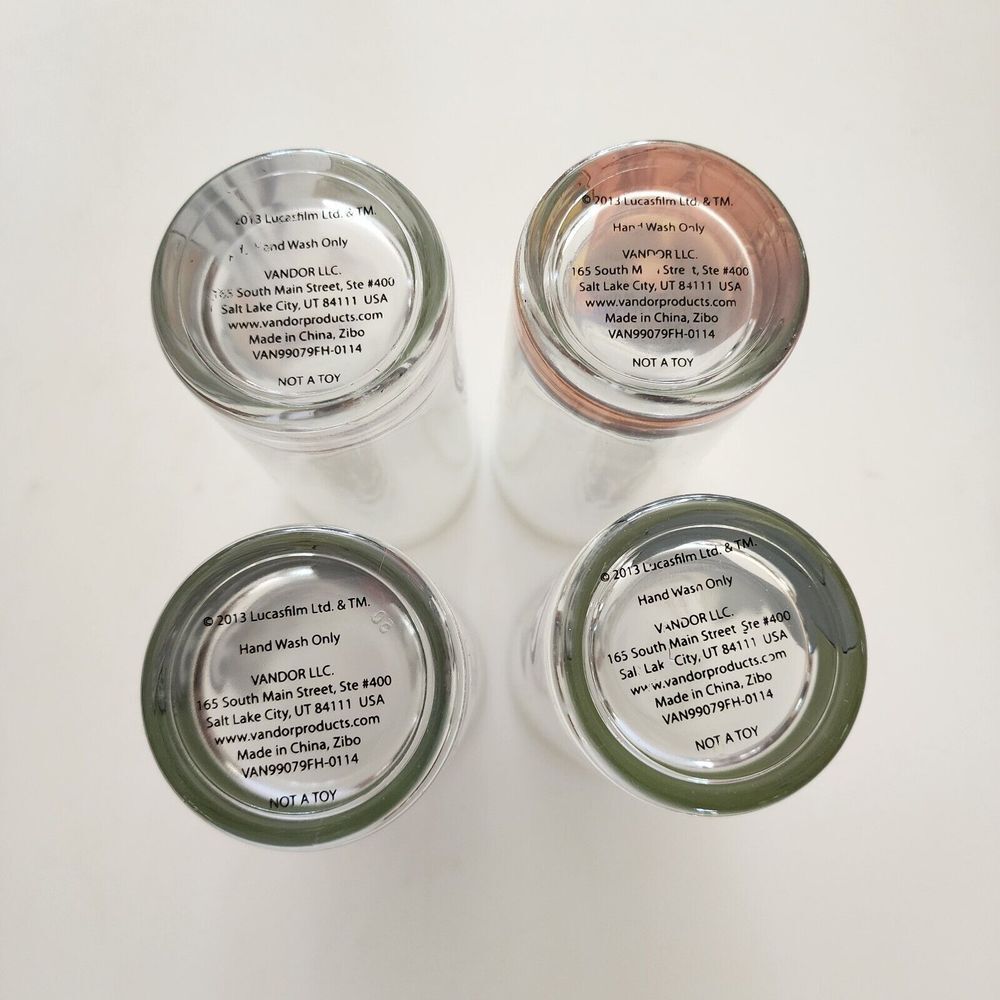 Star Wars 2013 Lucas Films Printed Glass Set 4 Pcs 10oz Drinkware