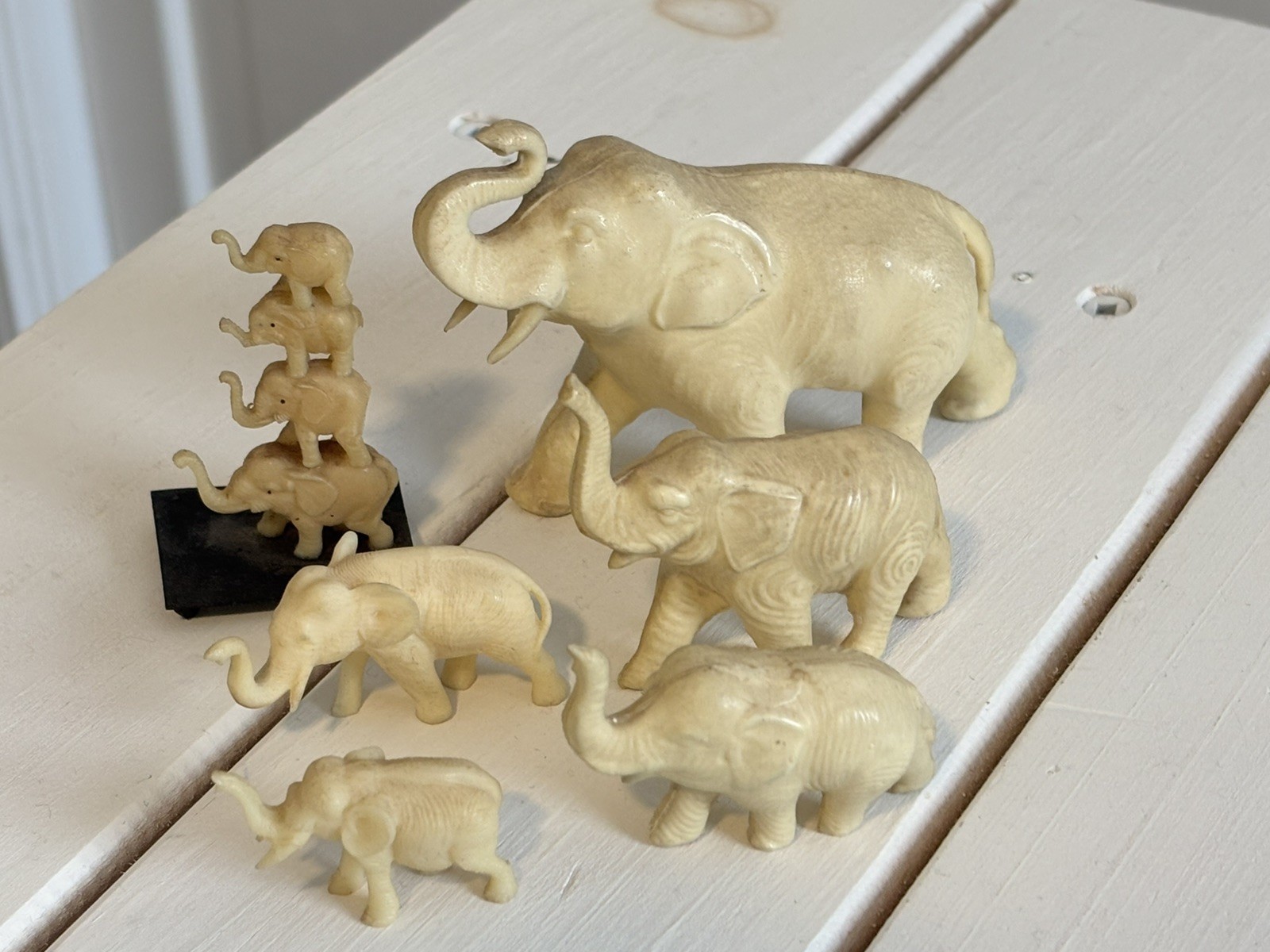 Large Vintage Elephant Figurine Collection – Stone, Resin, Gold Tone – 22 Piece
