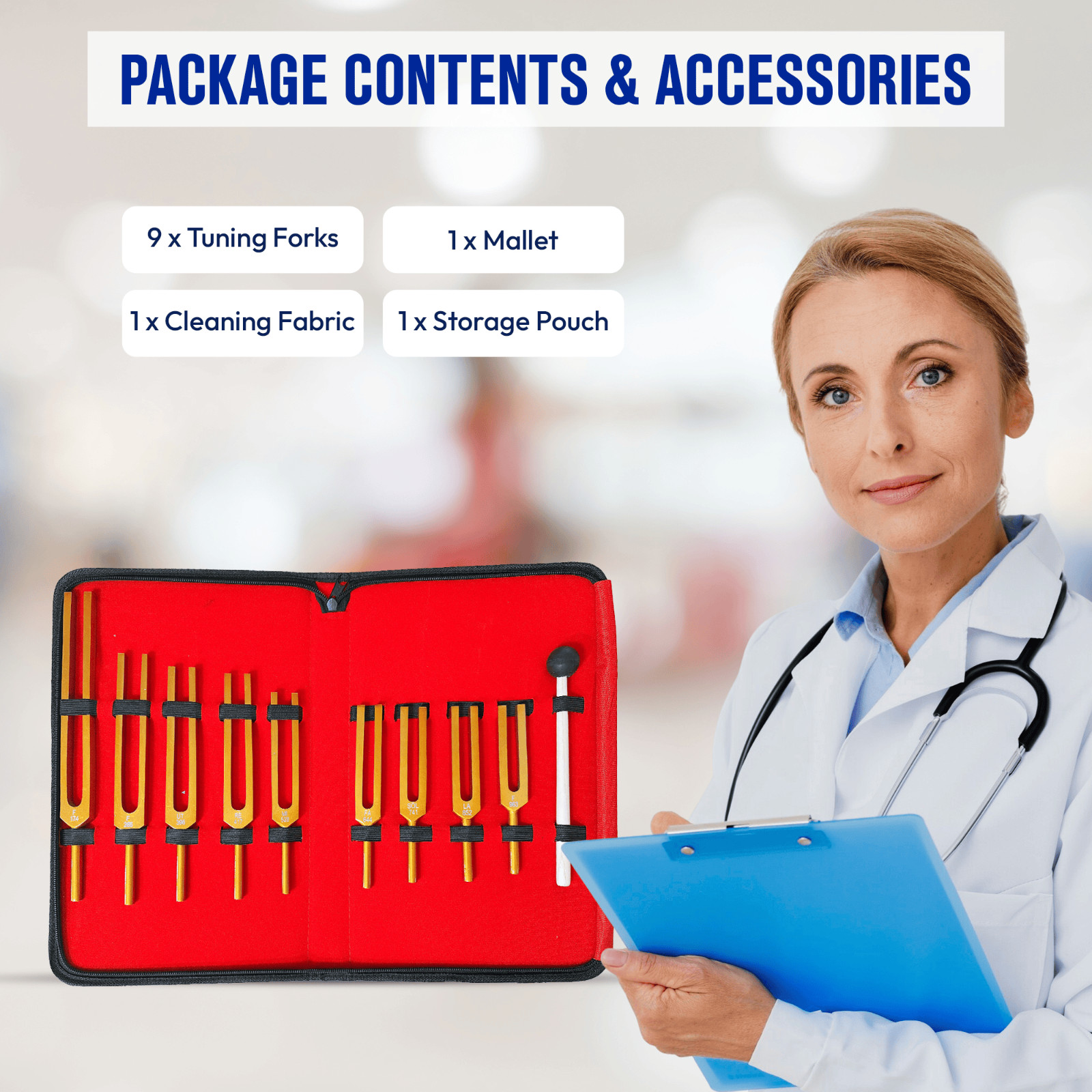 Solfeggio Chakra Tuning Fork Set of 9 Sound Healing, Meditation & Energy Balance