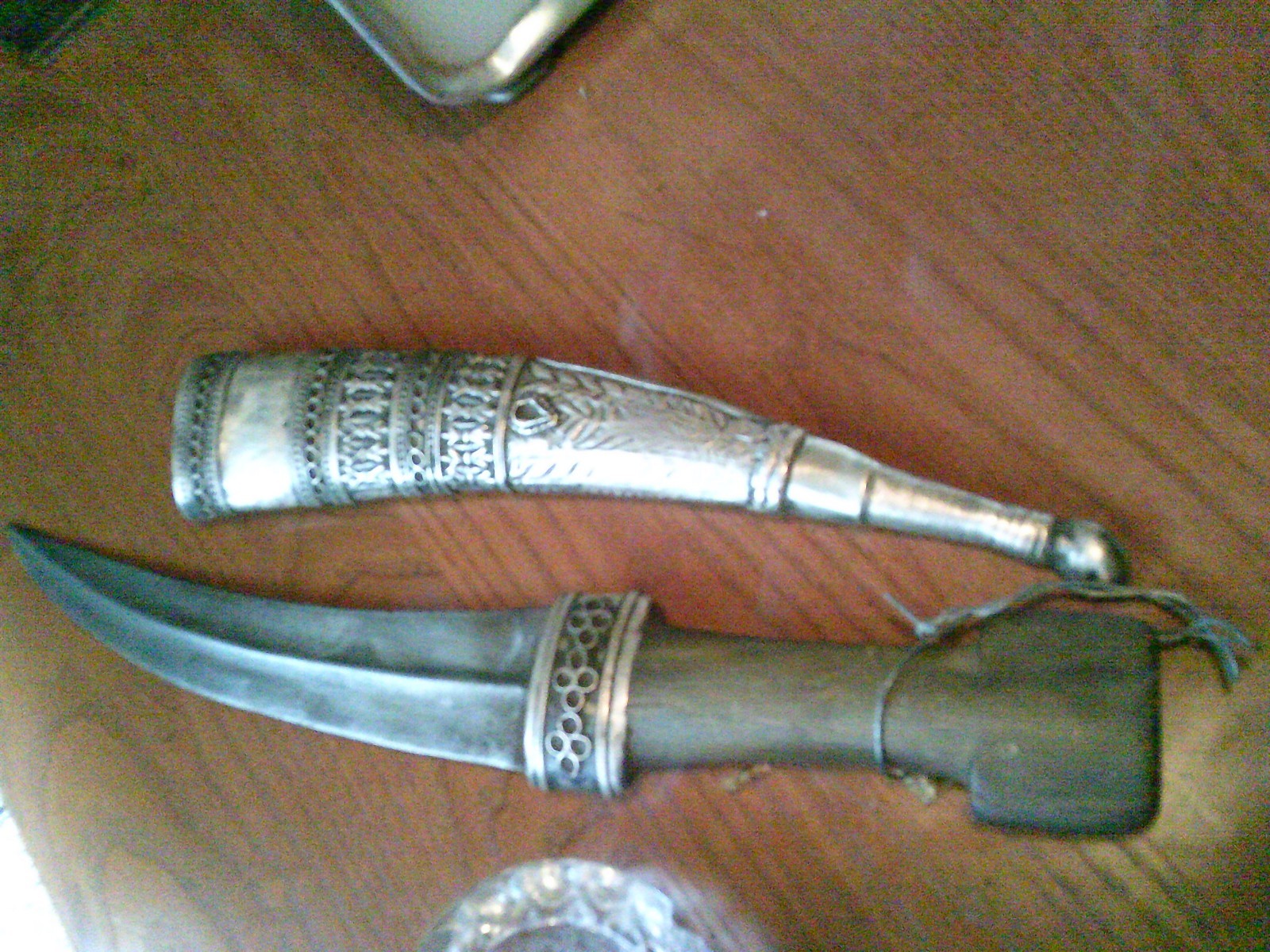 RARE-KURDISH dagger w- 6oz high silver scabbard possible wootz blade