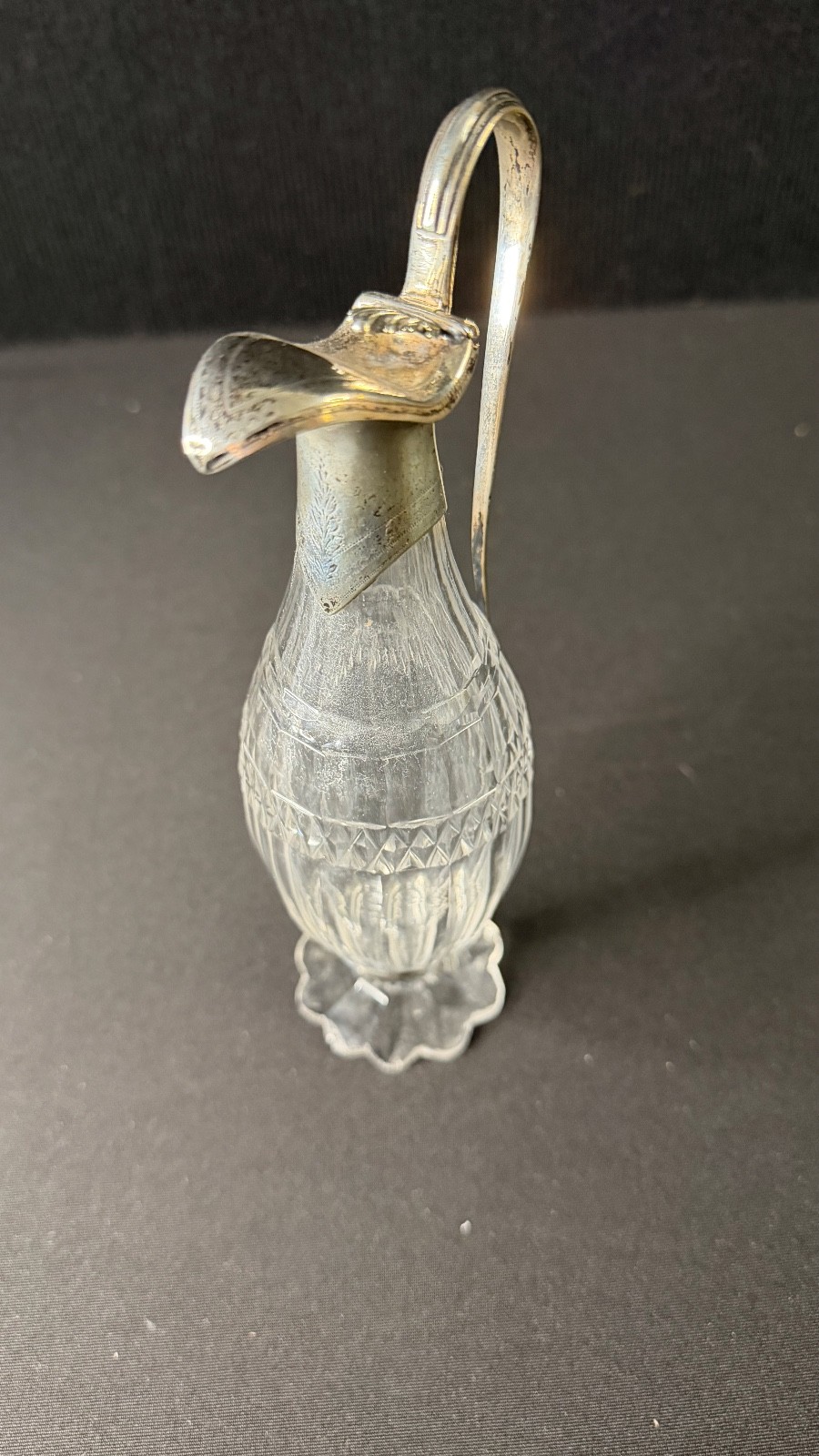 Antique English George III Sterling & Cut Glass Decanter 1800