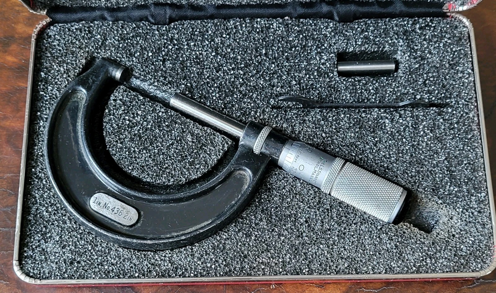 Starrett No. 436 1-2” Outside Micrometer w/Locking, 1" Standard, Wrench & Case