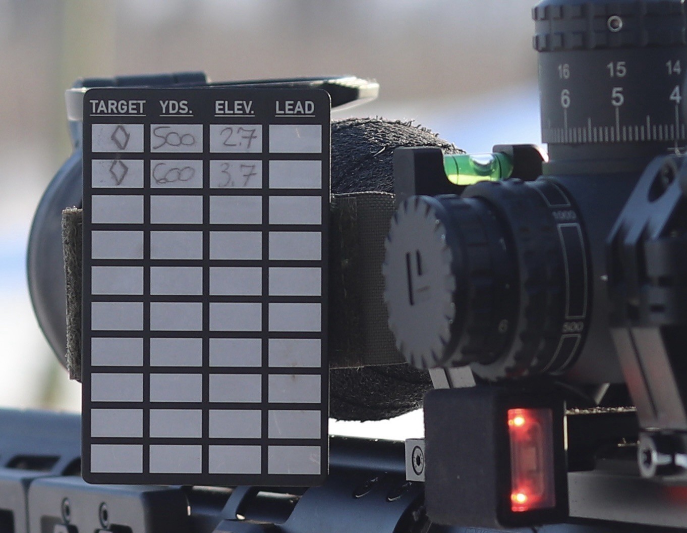 Competition PRS Stage Range Card / NRL22 Dope Card  Hook And Loop  Attached