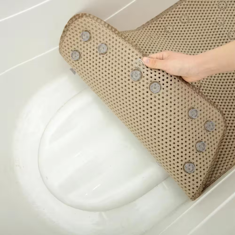 17 In. X 36 In. Gray PVC Foam Bathtub Mat Non-Slip Shower and Bath Mats