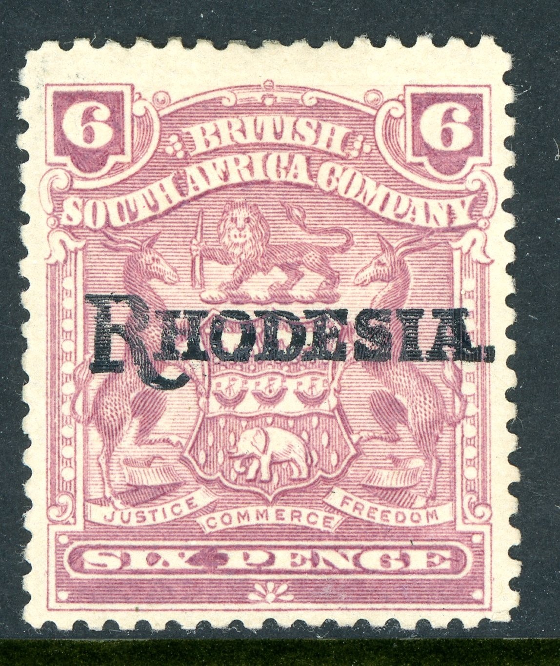 Rhodesia 1909 British KEVII 6p Reddish Purple  SG #106 Mint S702