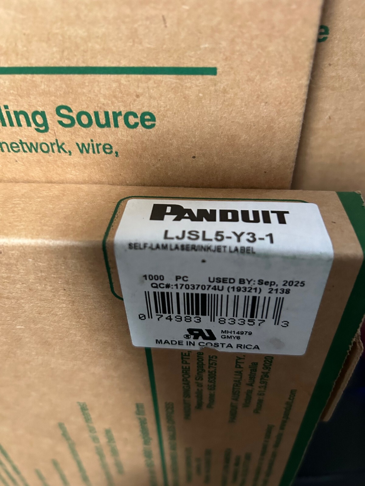 Panduit LJSL5-Y3-1 Self-Laminating Wire Labels - 1000 labels/box - 2 new, 1 used