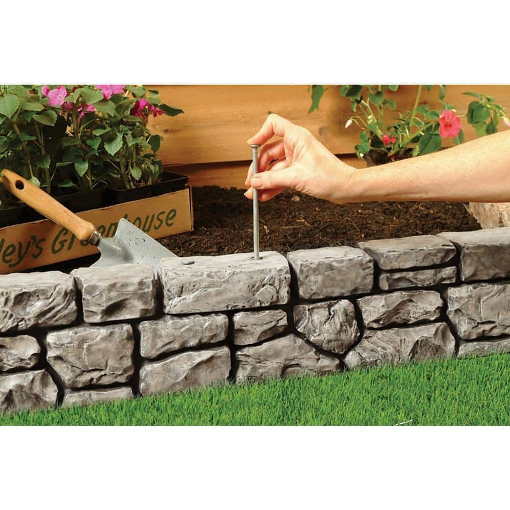 StoneWall Border - 10 ft. x 6 in. Grey No-Dig DIY Garden and Landscape Edging
