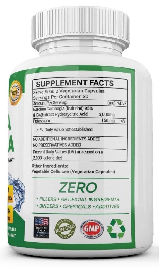 3 x BOTTLES 180 Capsules 3000mg Daily GARCINIA CAMBOGIA HCA 95% Weight Loss Diet