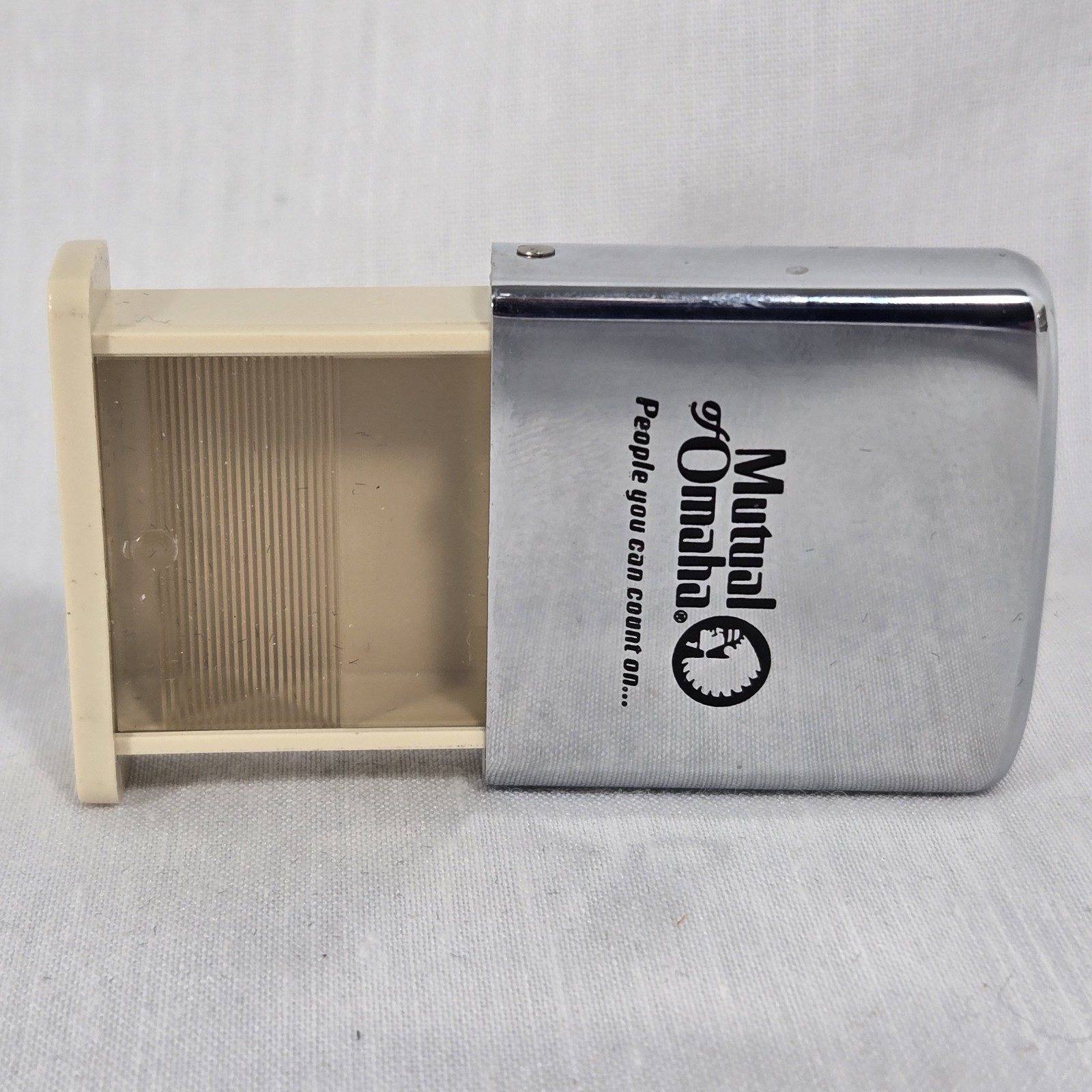 Zippo Mutual Of Omaha Metal Pill Box Vintage Advertising Tobacciana Promo Item