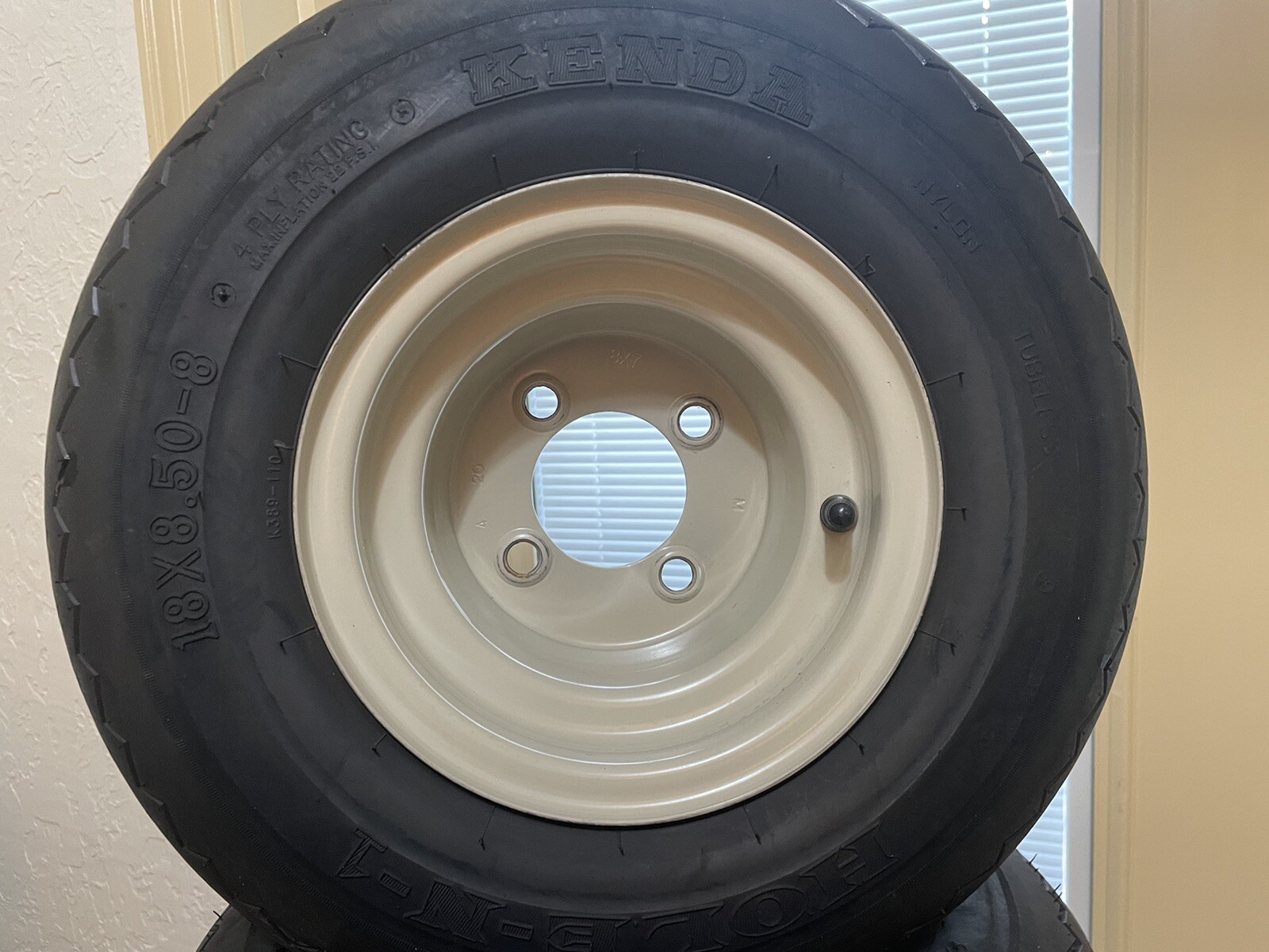 Set Of 4 - Kenda 18X8.50-8 Take Off Golf Cart OEM Tires & Wheels - 80%+ Tread