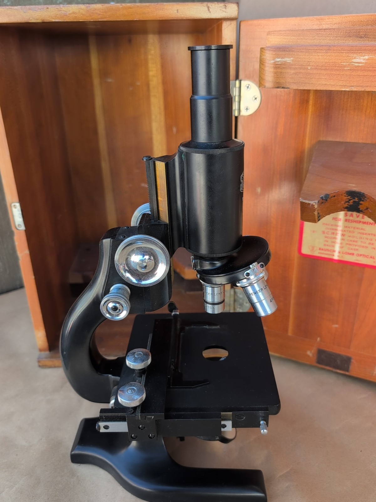 Vintage Spencer Microscope With Wooden Case No Key Buffalo USA