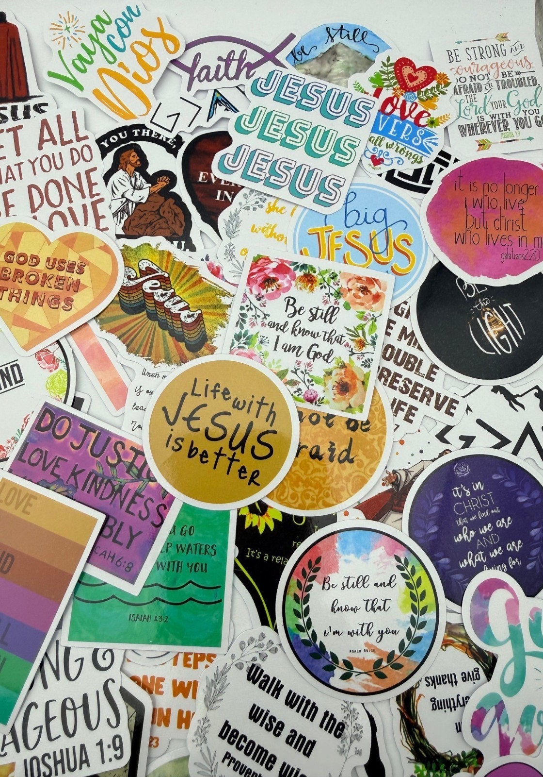20 Stickers Christian Faith God Jesus Motivational Designs Journals Laptops Gift