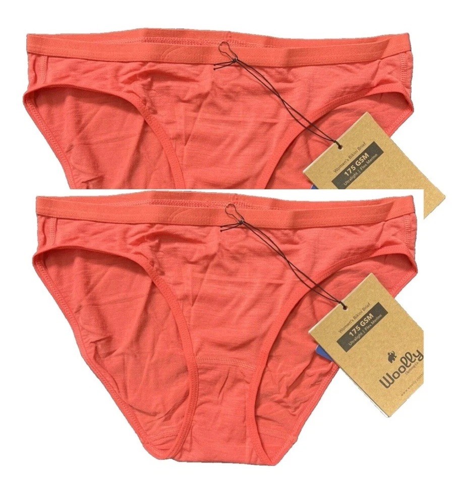 Woolly Women’s Bikini Brief Panties 2 Pack 95% Merino Wool, Wild Rose Pink Small
