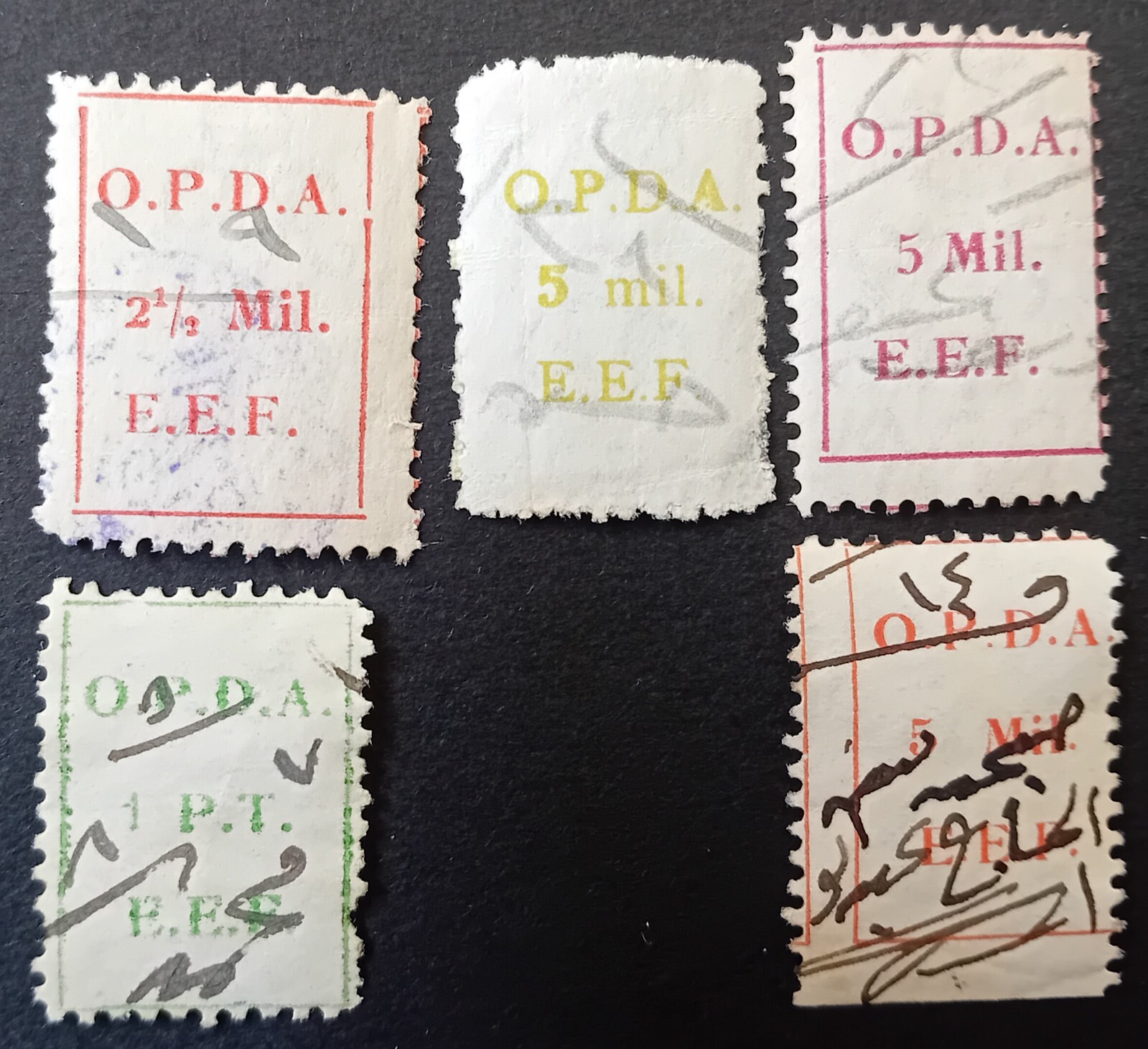 Palestine  stamps O.P.D.A. E.E.F.  Unique Errors As Scan See Descriptions #L1/1