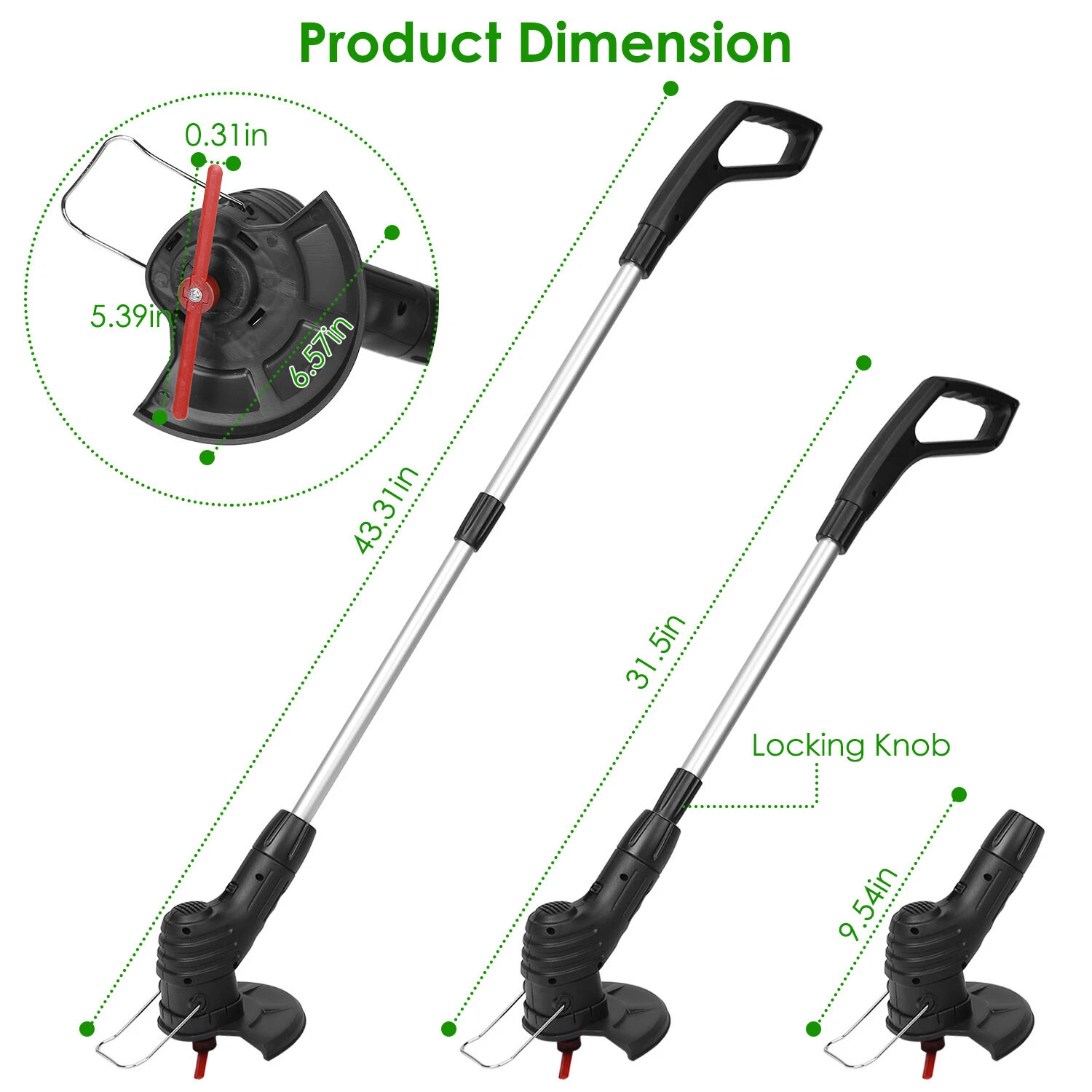Extendable Electric Weed Lawn Eater Grass String Trimmer Mower Cordless Cutter