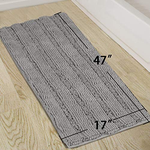 Shaggy Chenille Bath Rug 47x17 Non-Slip Washable Floor Mat Large Soft Runner