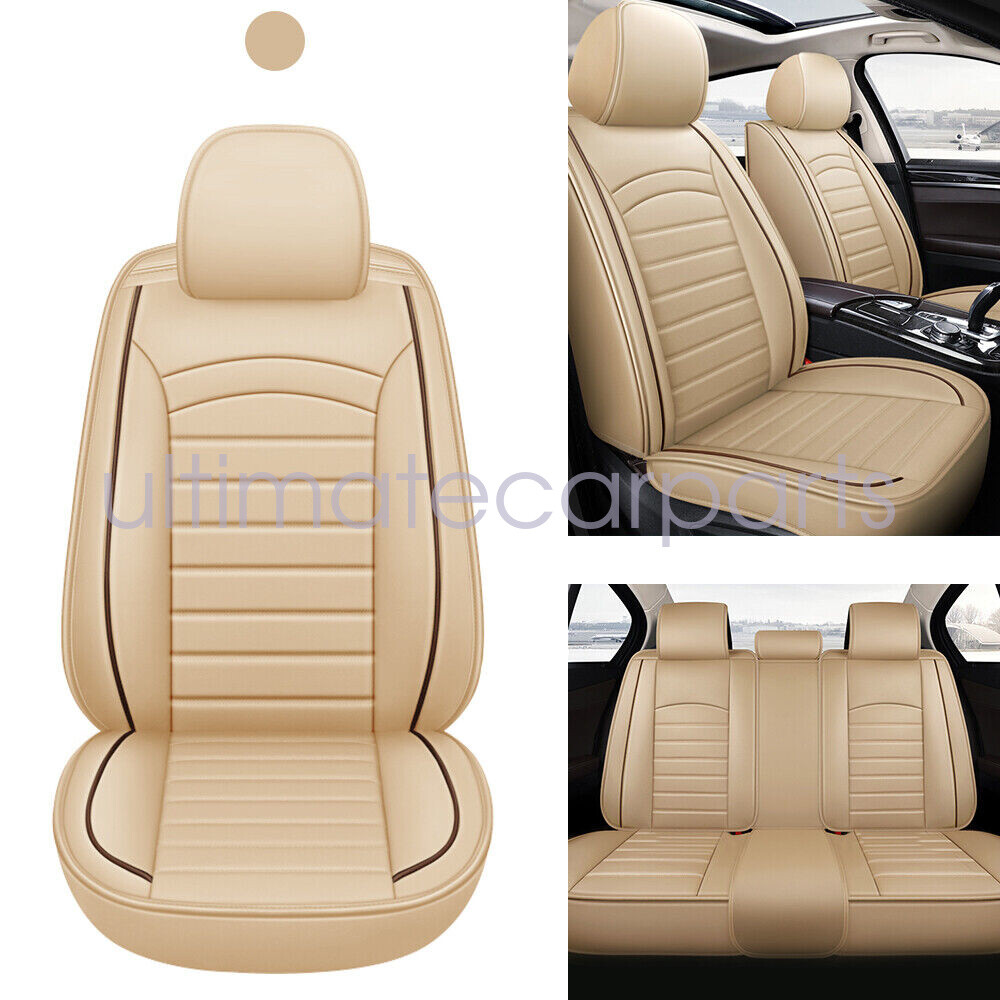 Leather Seat Covers Full Set 5-Sits Front & Rear Cushion Accessories For Honda