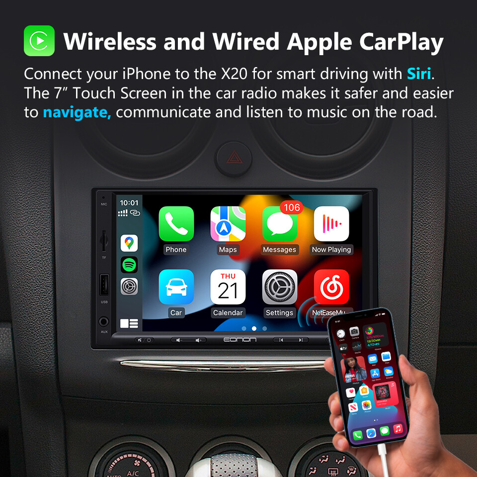 Eonon Double Din 7" inch QLED Android Auto CarPlay Car Radio Stereo GPS Navi DSP