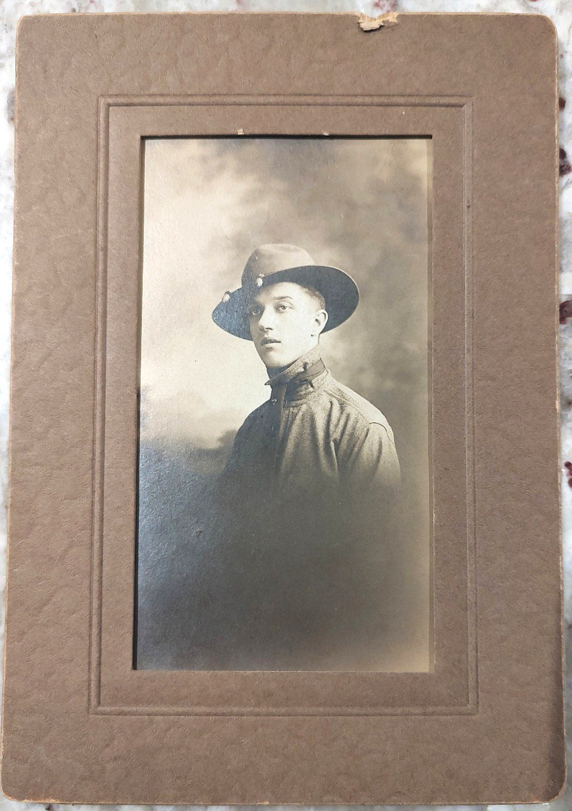 Vintage WWI Soldier Cabinet Card Photo Russell Fry Keokuk IA