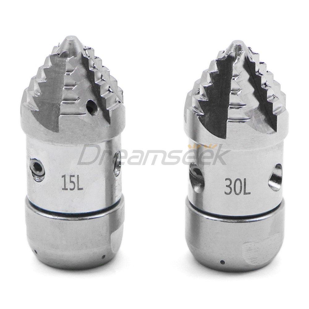 High Pressure Jetter Drain Nozzle Hose Sewer 3 Side 4 Rear Rotating Jet 15L 30L