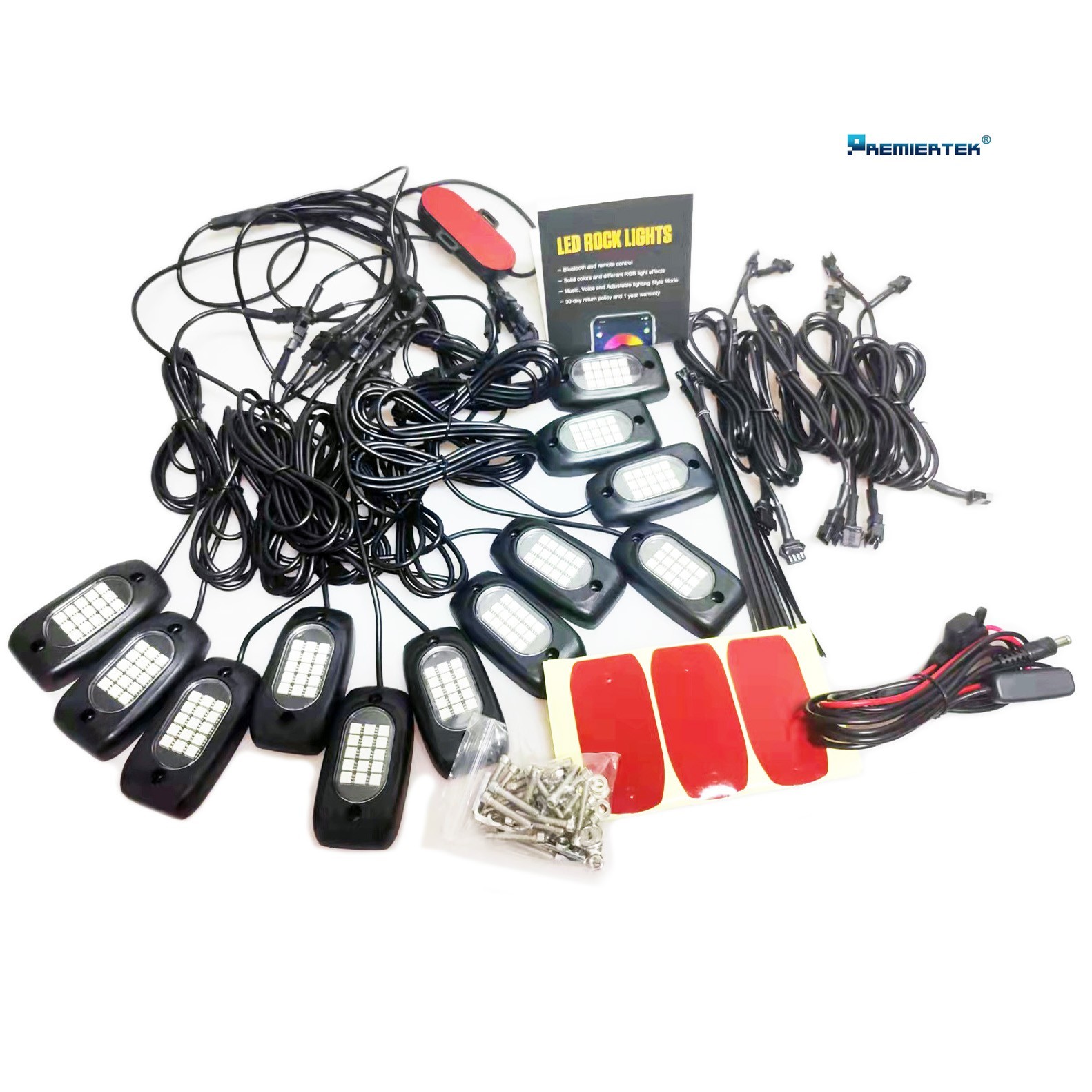 12 Pod RGB LED Rock Light Underbody Trail Rig Glow Lamp Offroad SUV Pickup Truck