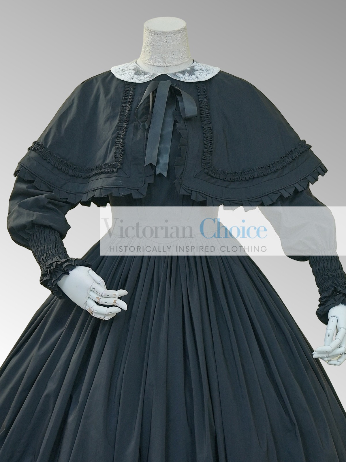 Black Victorian Dickens Fair 19th Century Civil War Cape Dress Theater Wear 717
