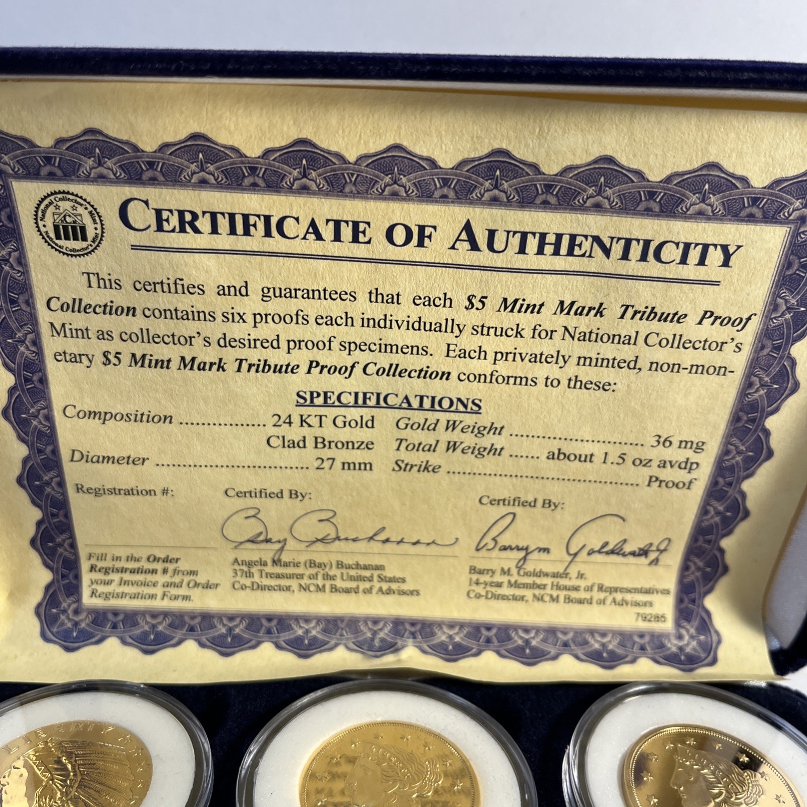 $5 Mark Tribute Proof National Collectors Mint 24kt Gold Clad Bronze 6 Coins BNA