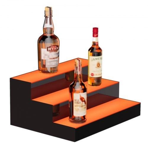 LED Lighted Liquor Bottle Display 3 Tiers 16 Inch Commercial Illuminated