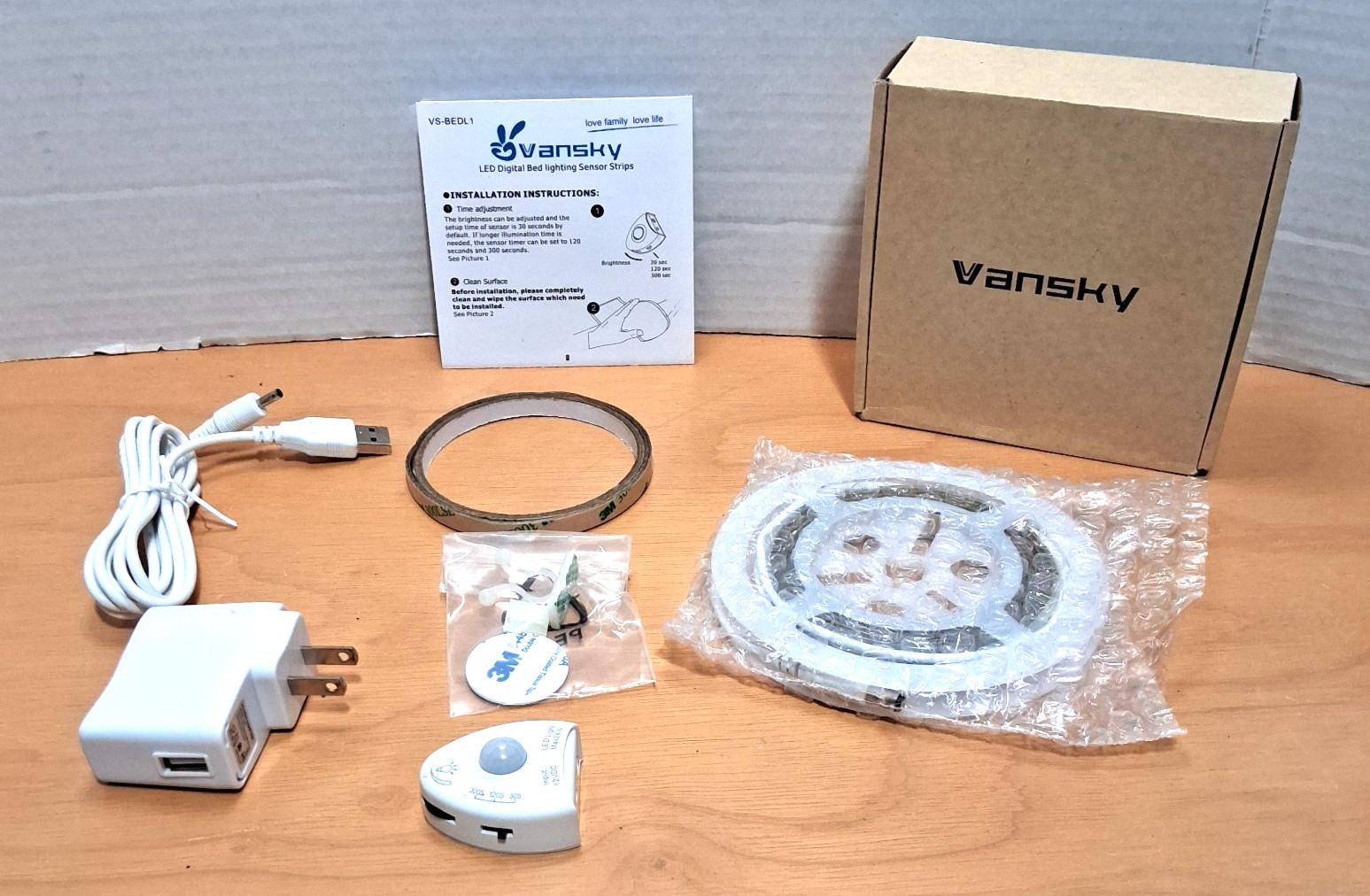 Vansky - Motion Activated - LED Under Bed Light - 5' Strip - Auto Shut Off - NEW