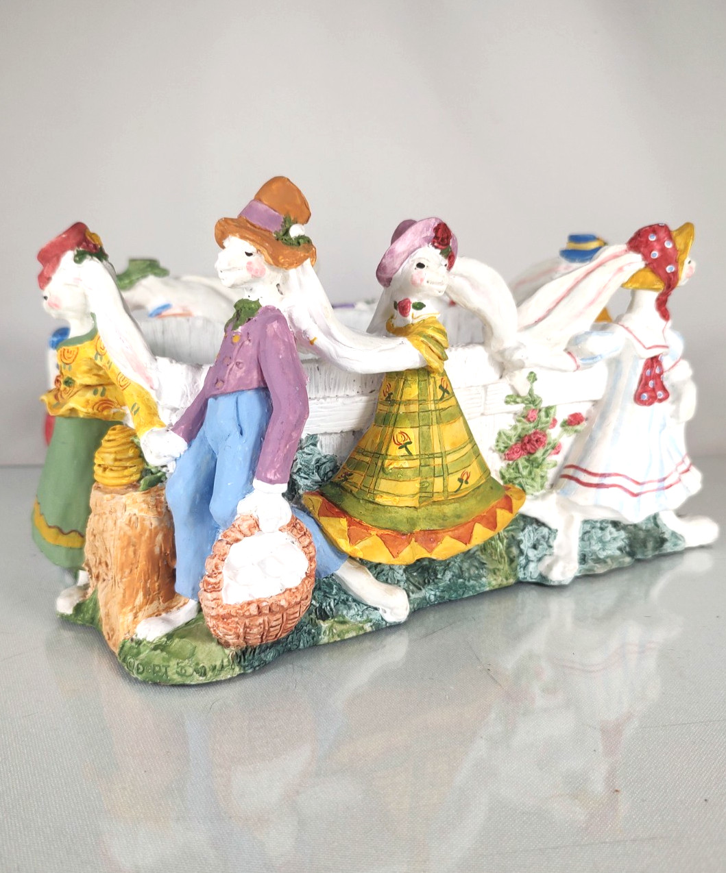 Dept 56 Easter Bunny Parade Centerpiece Basket Vintage 1990s Discontinued Rare