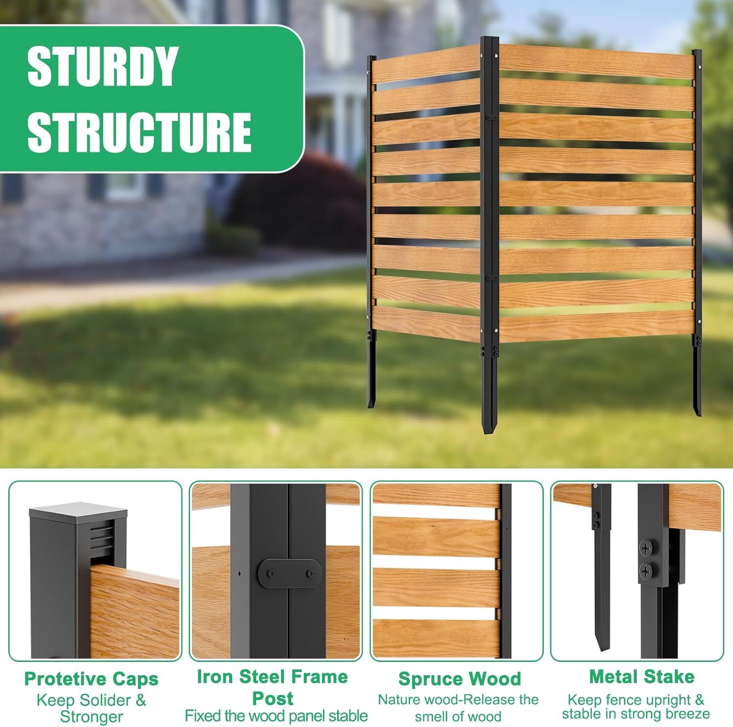 NAIZEA Air Conditioner Fence Privacy Fence Screen Trash Can Enclosure Metal Post