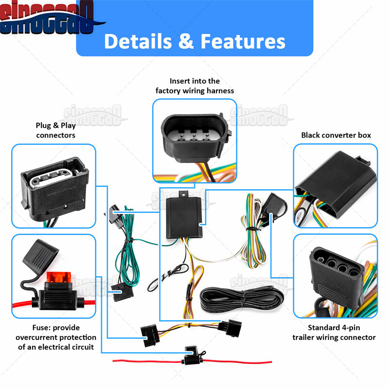 Trailer Wiring Harness Kit For Ford Escape 08-12, Mazda Tribute Mariner 08-11