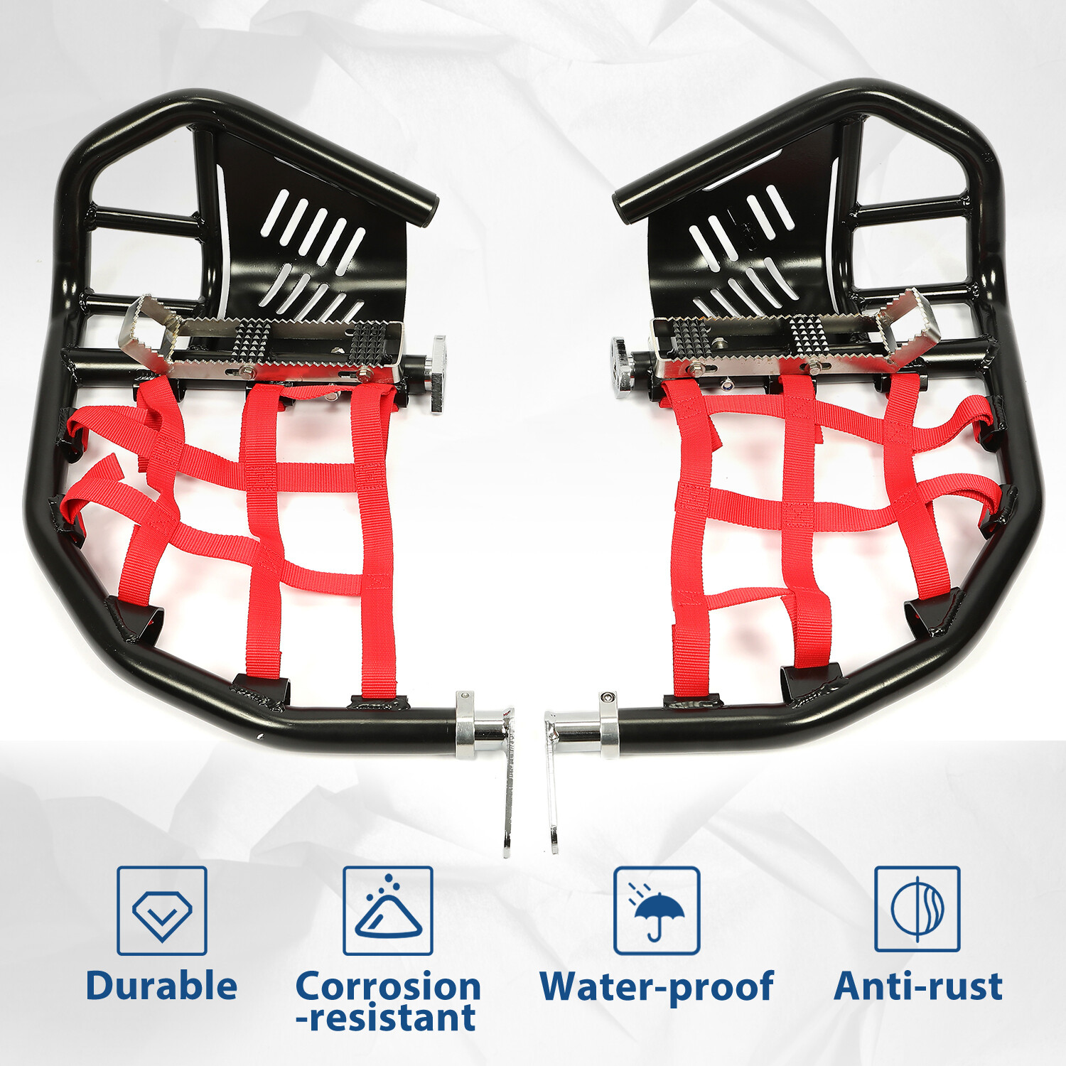 For Honda TRX 400EX 400X Nerf Bars Pro Peg Black Bars Red Nets Bar Heel Guard