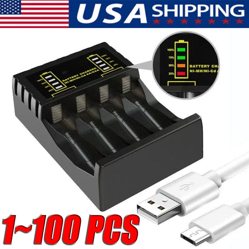 Universal USB Battery Charger 100%Fast Charger AA AAA Rechargeable Batteries LOT