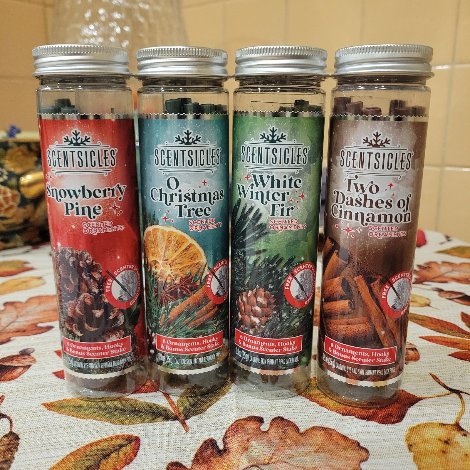 Scentsicles Scented Ornaments Spiced Pine Cones Scent 6 Count 4 Bottles 24 Total