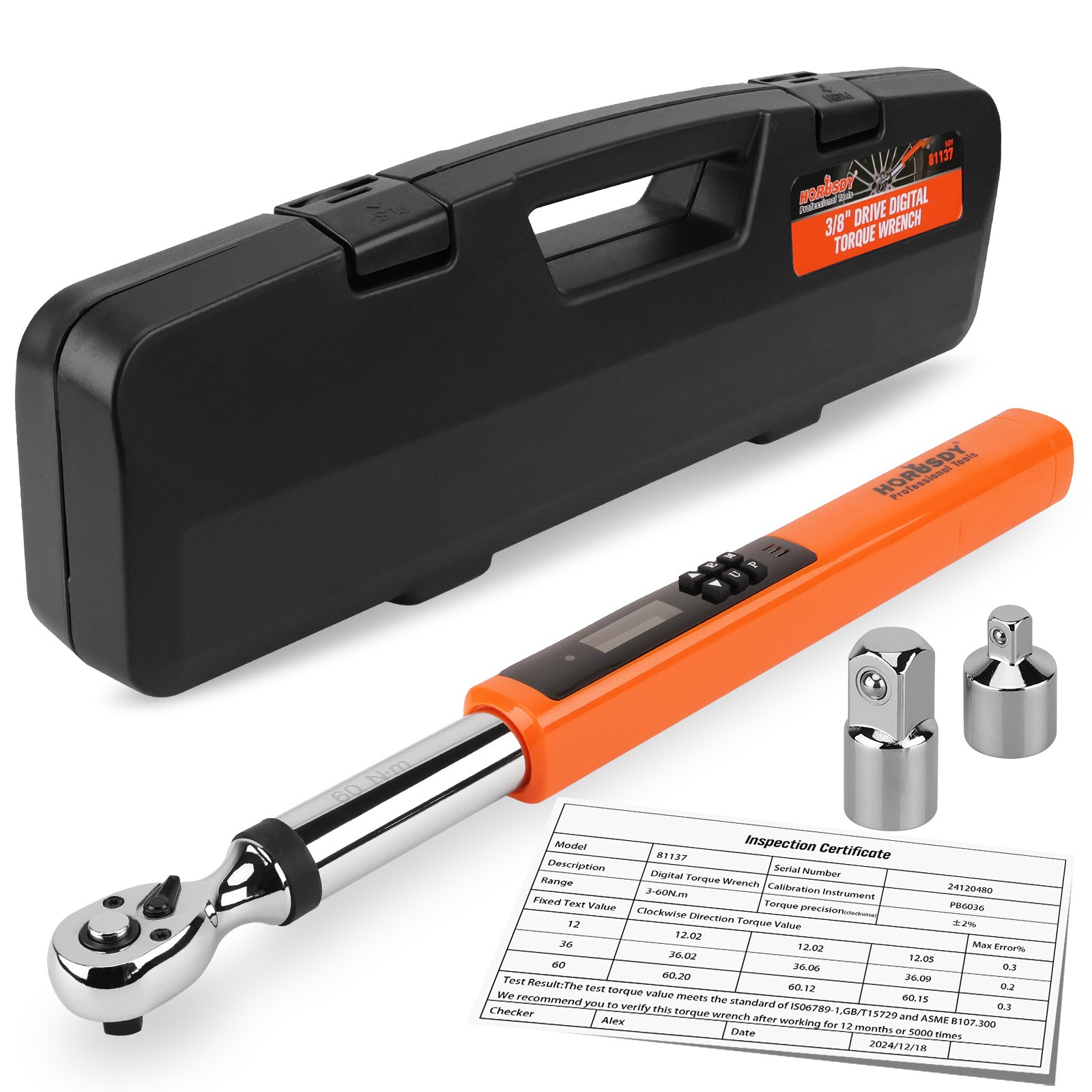 1/2"/3/8'' Digital Torque Wrench Set 25~250Ft-Lb/17-340N.m&4.4~44.3Ft-Lb/3-60N.m