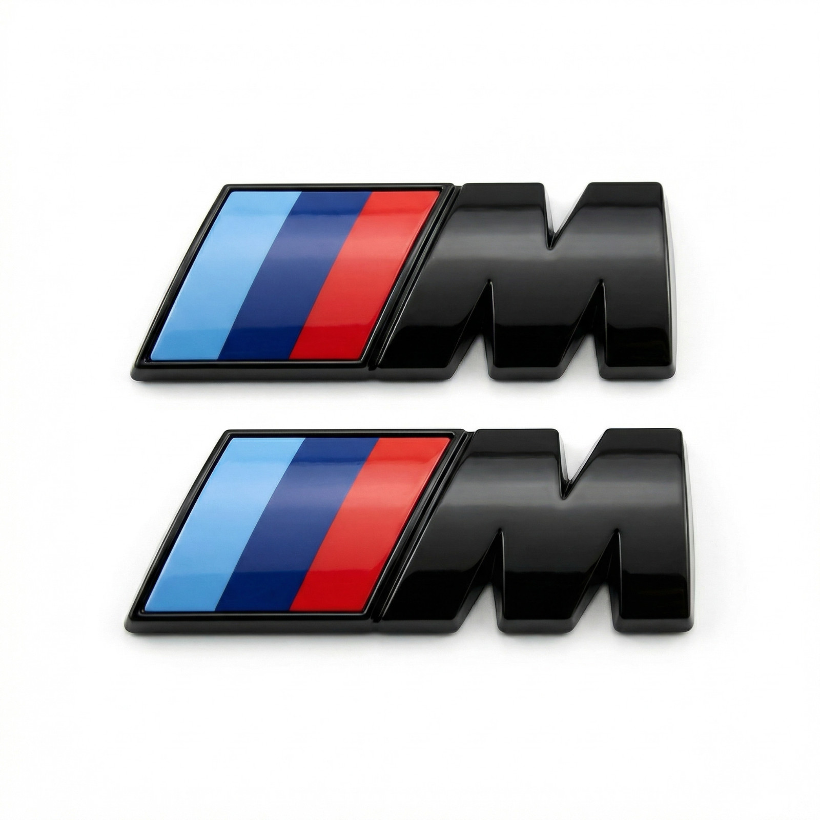 2x Fender Emblem Badge Compatible With BMW M Series ABS Gloss Black Adhesive