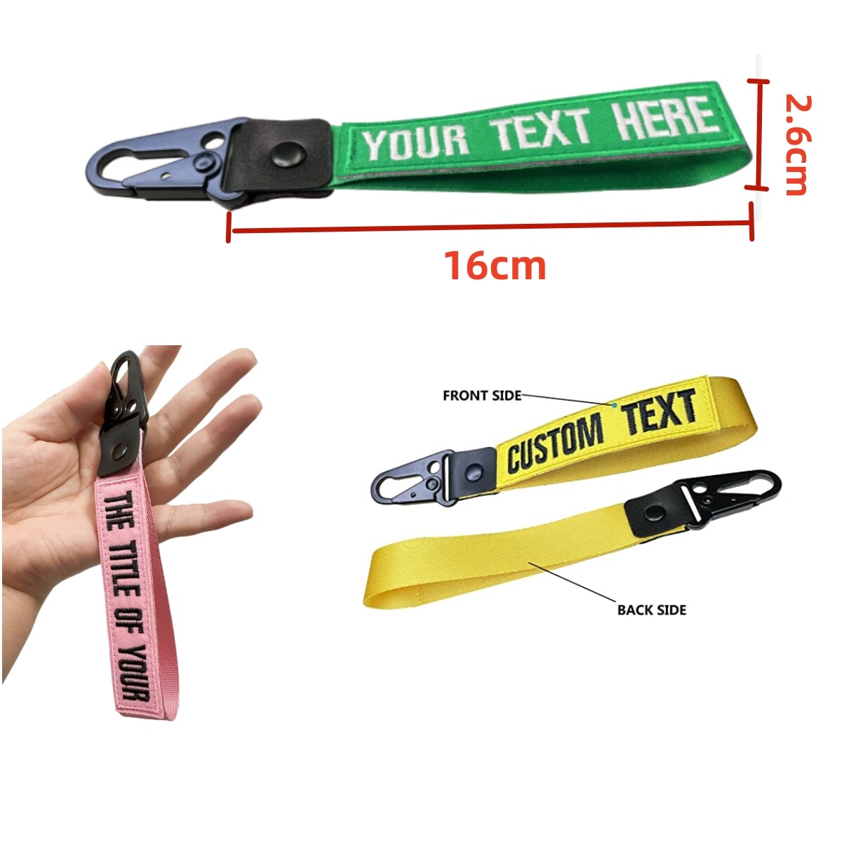 Customized Embroidered Keychain Key Tag Keyring Wrist Strap Personalized gifts