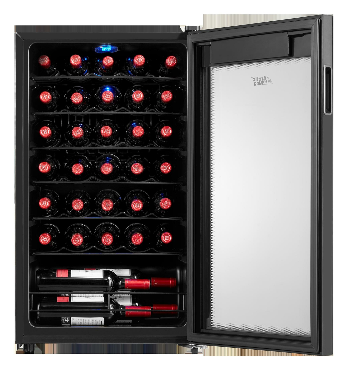 Arctic King Premium 34-Bottle Wine Cooler Touch Control LED Lighting Black NEW