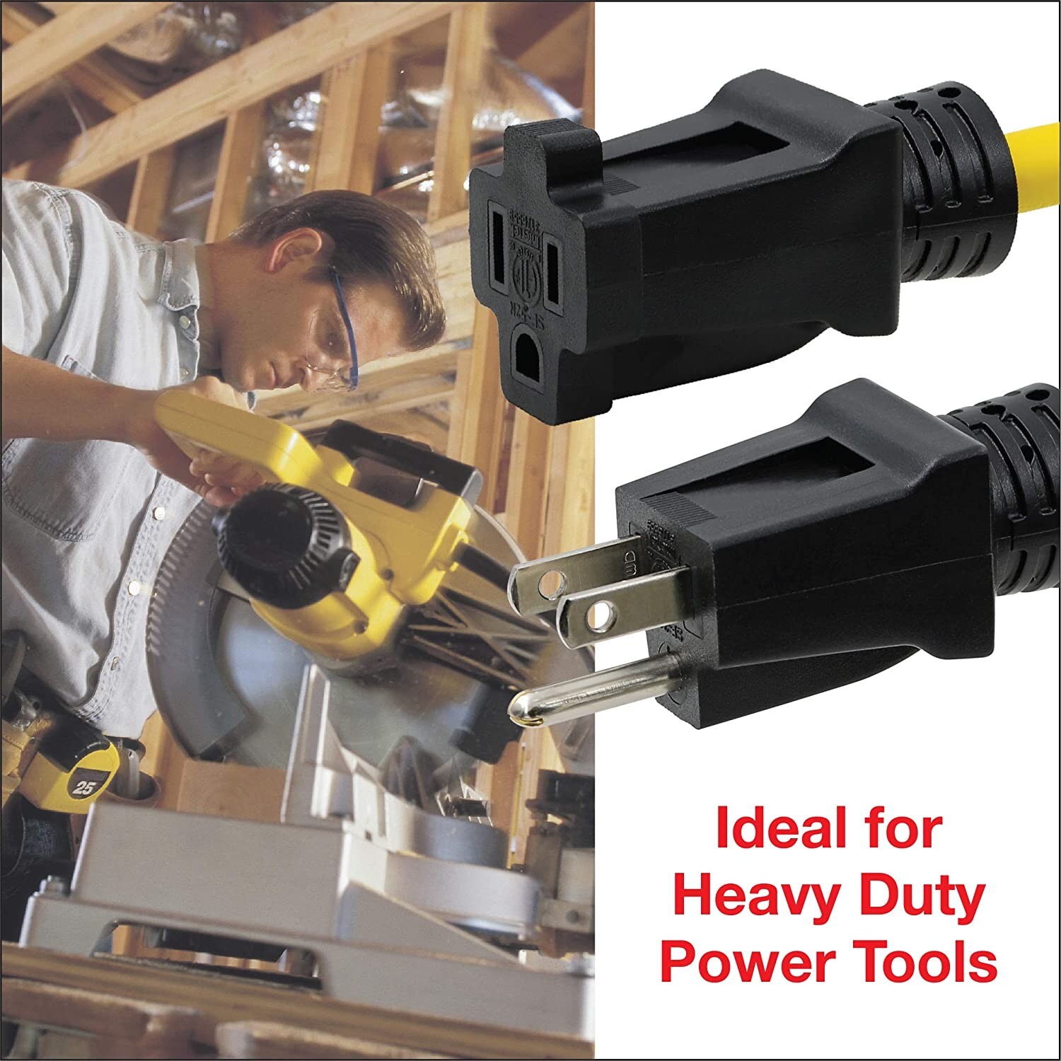 CP 100 ft 12/3 SJTW Heavy Duty Outdoor Extension Cord, 3 Prong Grounded, CP10146