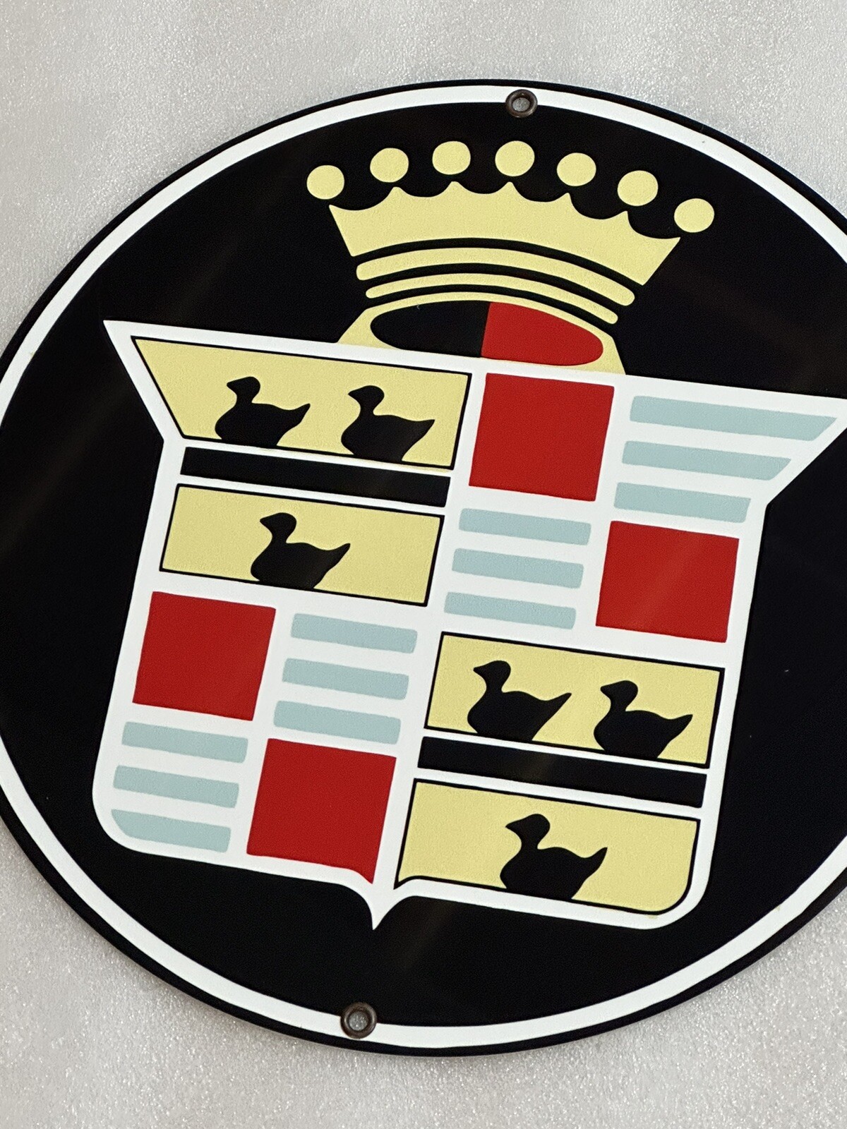 Round Cadillac Retro Gasoline vintage reproduction Garage Sign