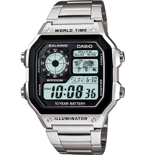 Casio AE1200WHD-1AV, Digital Watch, Chronograph, Alarm, World Time,10 Yr Battery